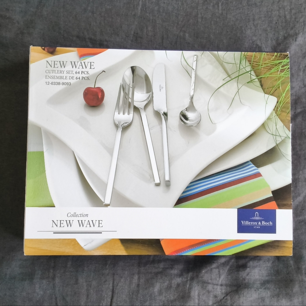 NIB Villeroy & Boch New Wave 64-Piece Cutlery Set